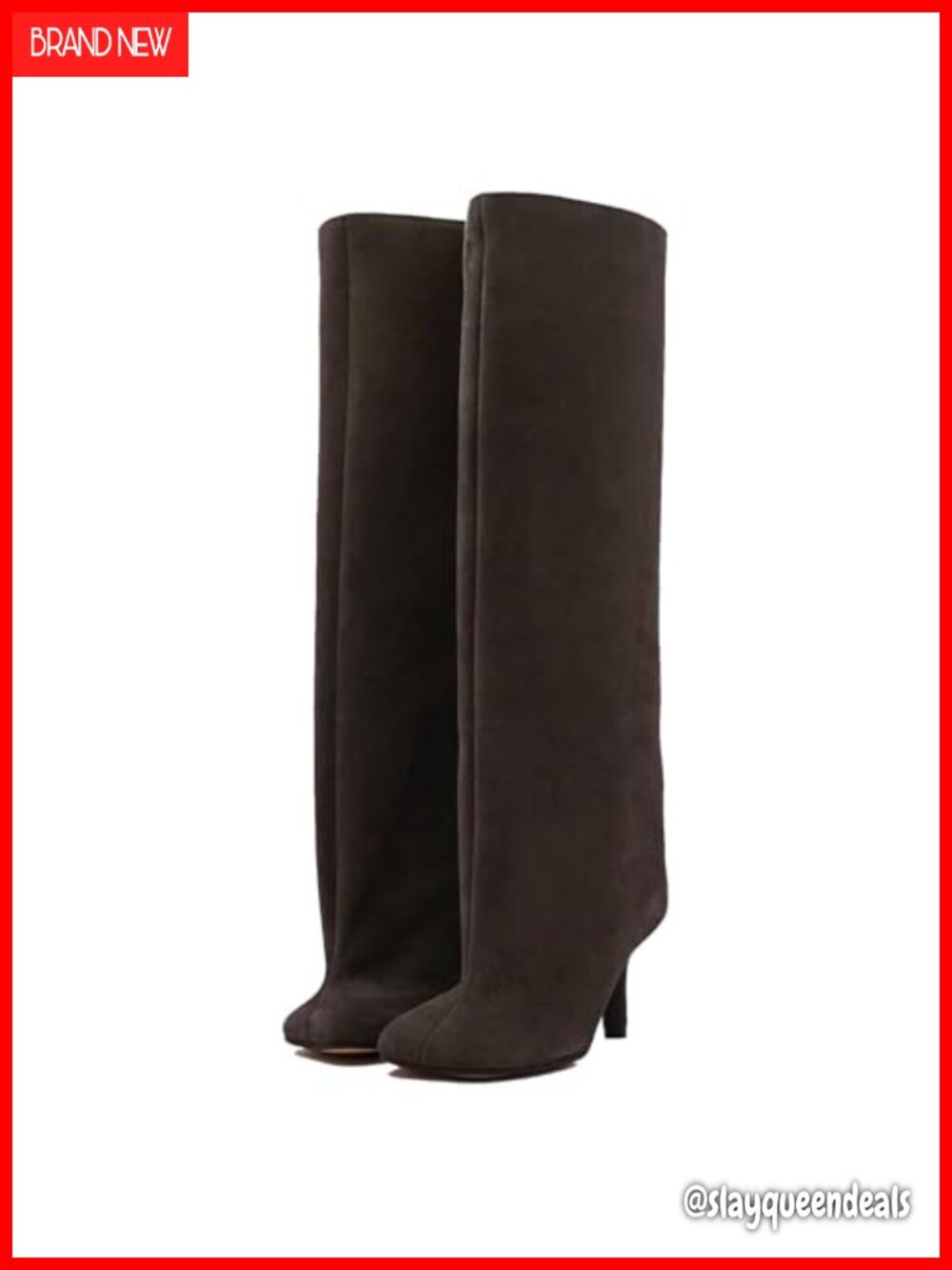 Women's Suede Knee High Stiletto Heel Pull On Tall Boots Square Toe